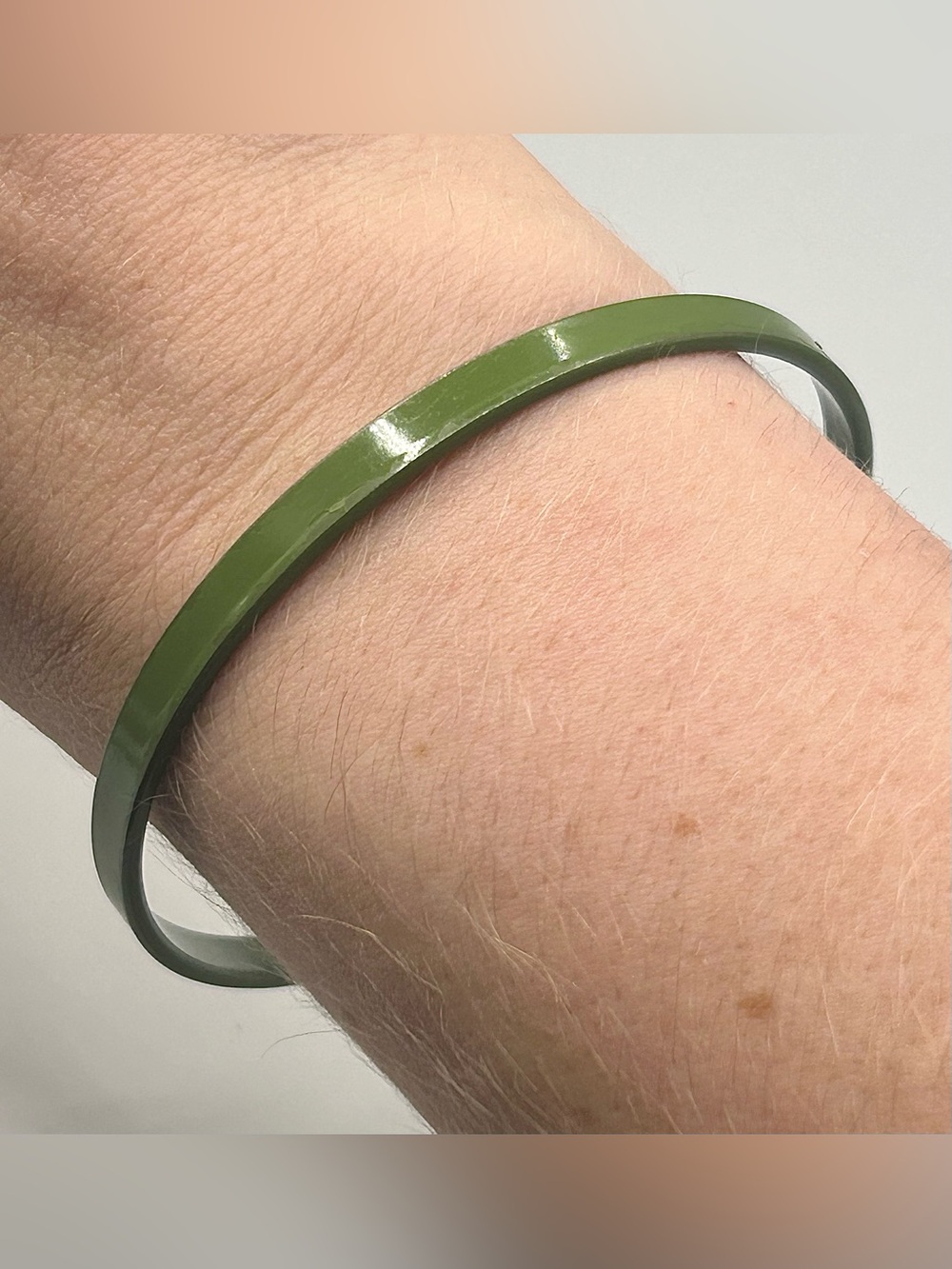 Olive Green Resin Bangle Bracelet - Minimal Stacking Accessory, Sturdy